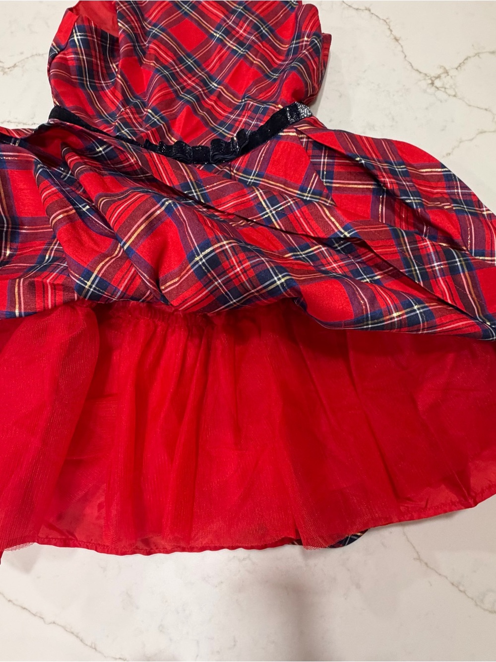 American Girl Pretty Plaid Christmas Holiday Dress Girls Size 10 Tartan Velvet - Picture 3 of 7